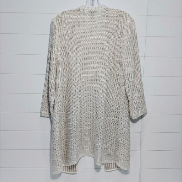 Eileen Fisher Organic Linen Blend Open Cardigan Women's Medium Open Stitch Knit - Picture 3 of 9